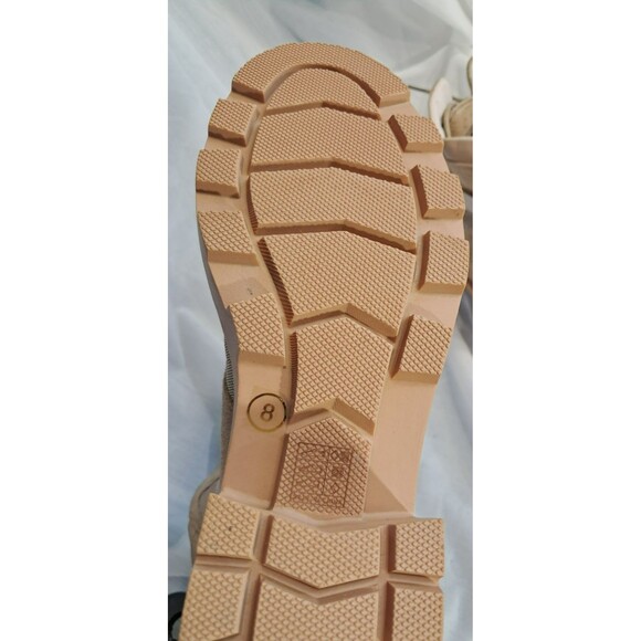 Vivianly Women's Suede Patent Leather Chunky Combat Boots Tactical Tan SIze 8 - Picture 11 of 13